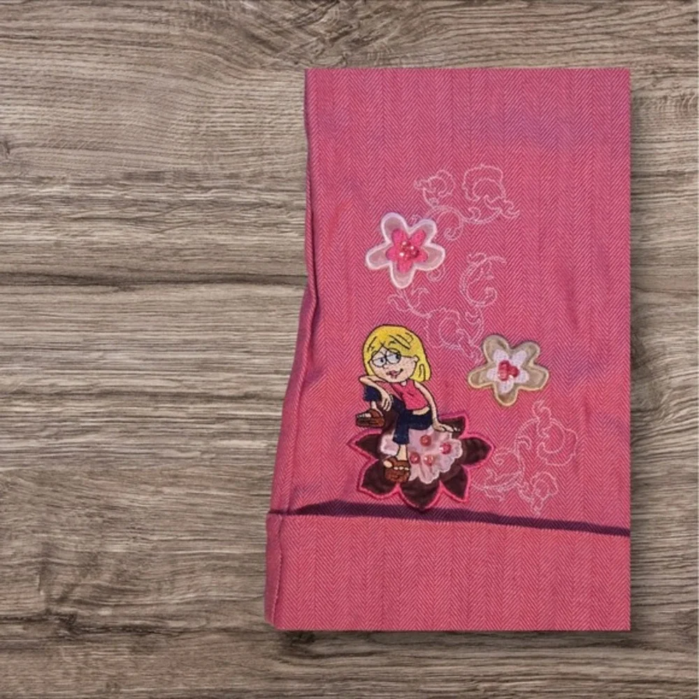 Kohls Lizzie McGuire Size 14 Haringbone‎ Pink Pants With Embroidered Pocket